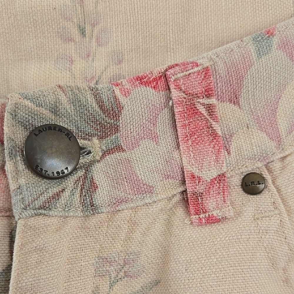 Lauren Ralph Lauren Women's Floral Linen Blend Pants, Size 4, Beige Rose Print - Picture 8 of 15